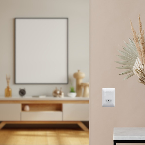 Set de 1 interruptor y 1 enchufe 20a Aria Tramontina Color Blanco