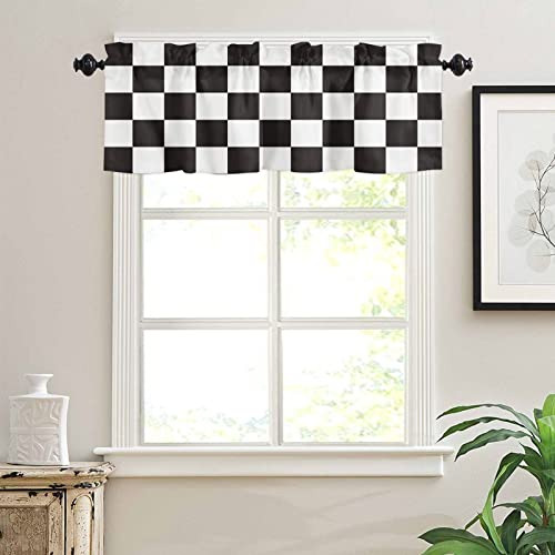 Cortinas De Cenefa De Mosaico Moderno En Blanco Y Negro Para