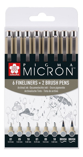 Sakura Set Pigma Micron Grises X 8