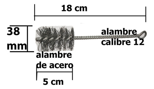 Cepillo Baqueta Cerdas De Acero 38mm Diam Manual/taladro