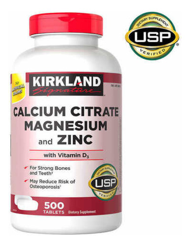 Kirkland Calcio Citrato, Magnesio, Zinc, Vitamin D3 500 Tabs