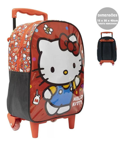 Mochila Carrinho Hello Kitty Vermelha 16 10850 Xeryus