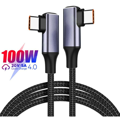 Cable De Carga Rápida Pd 100w Usb C A Usb Tipo C 90 Grados