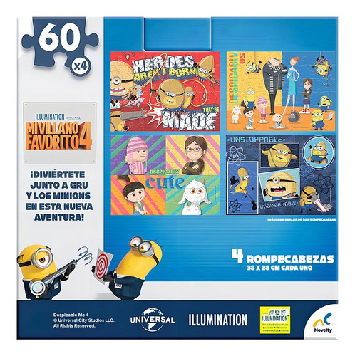 Rompecabezas 4 En 1 Mi Villano Favorito 4 Puzzle 60 Piezas