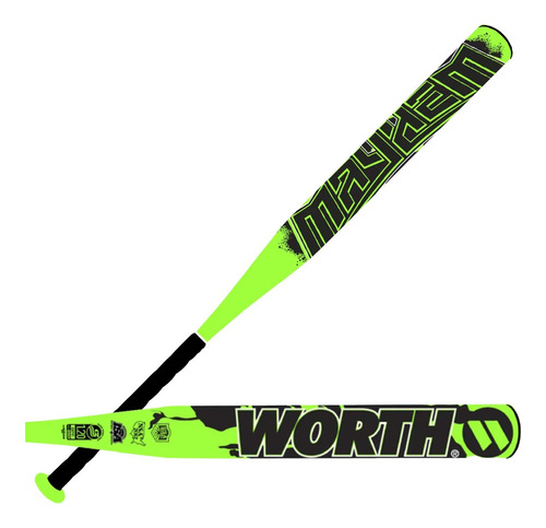 Bat Softbol Worth Maythem Wm23aa Verde Alumino Adulto Color 34x27 Oz 2 1/4