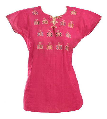 Blusa Tipica Chiapaneca Rosa Bordado Mariposas