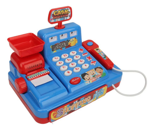 Mini Caja Registradora Para Niña Con Luz Sonido Y Accesorios Azul Y Rojo
