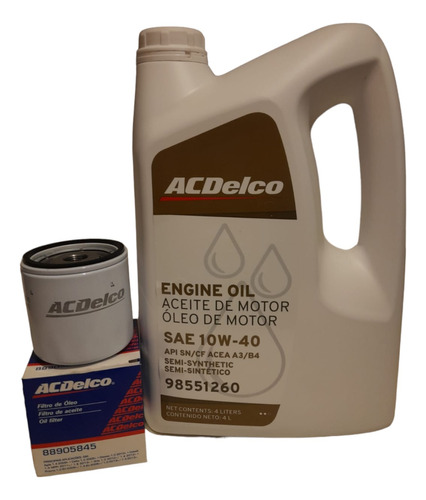 Kit Filtro Aceite Astra Y Aceite Semi 10w40 4 Lt Acdelco