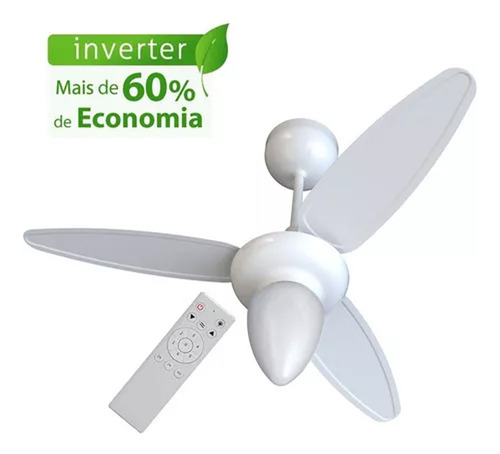 Ventilador De Teto Inverter Wind C/ Controle Bivolt Ventisol Cor da estrutura Branco Cor das pás Branco Diâmetro 96 cm Material das pás Plástico Quantidade de pás 3 110V/220V