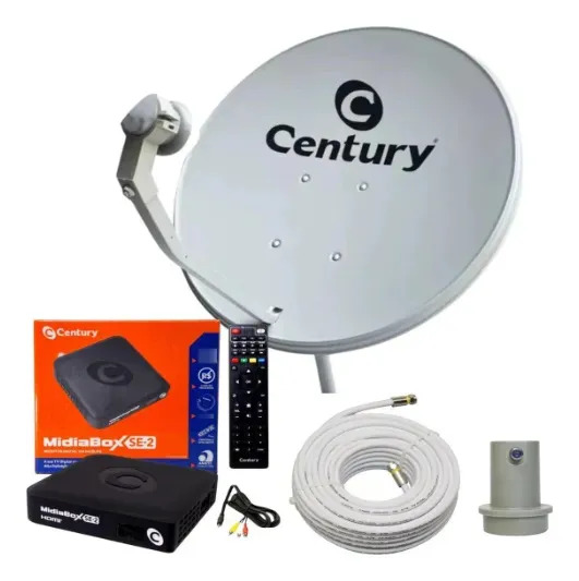 Kit Century Antena Parabólica Ku Midia 60cm Box Midiabox SE2