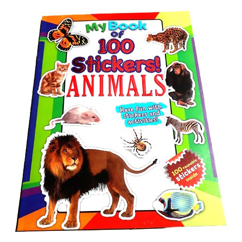 Animals  Book 0f 100 Stickers Inglés Básico   Para Niños    