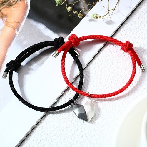 Pulseras Parejas Corazon Iman Ajustable Elige Diseño En Menu