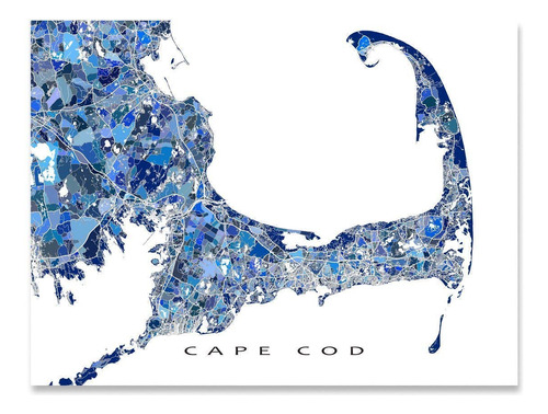 Impresión Del Mapa De Cape Cod, Massachusetts Ee. Uu.,...