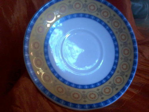 Plato Porcelana China Decorativo Vitrina Filo Oro