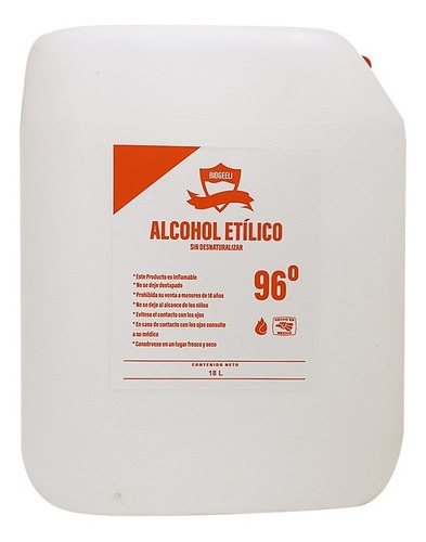 Alcohol Etilico Del 96 Galon 18 L Comestible Potable X 1