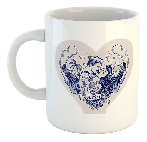 Taza De Ceramica Marinero Sailor Love Corazon Old School