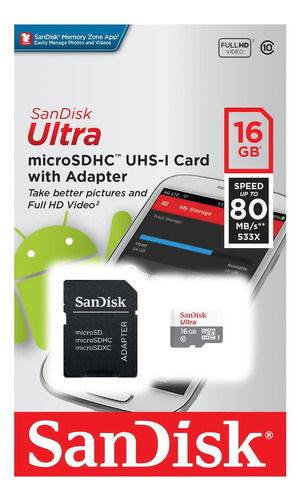 Tarjeta De Memoria Sandisk Ultra Micro Sdhc Clase 10 Para An