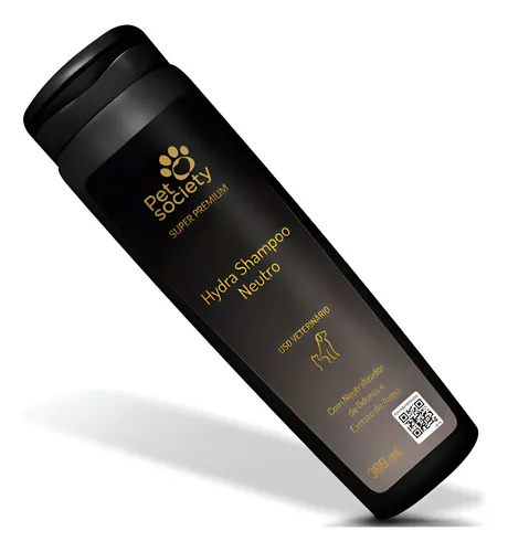 Frasco preto de Shampoo Hydra Neutro Pet Society 300ml