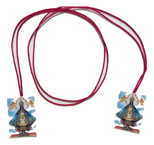 64 Collar Hilo Rojo Escapulario Virgen San Juan Los Lagos