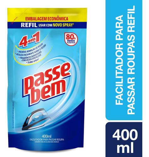 Refil Sachê Facilitador De Passar Roupas 400ml Passe Bem