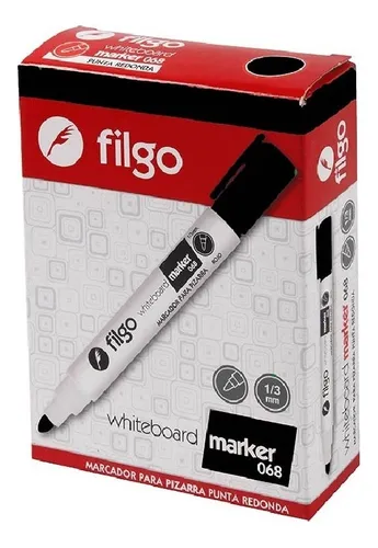 comprar Caja X 12 Marcadores Para Pizarra Blanca Filgo 068 Rotafolio Color Negro