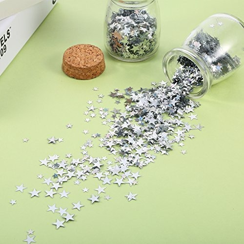 Glitter Confetti Estrellas Plateadas 10 Y 6mm - 60gr