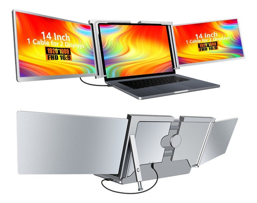Monitor Duplo Extensor 2 Telas Notebook 14'' 60hz Lcd Full Cor Unica 127/220v