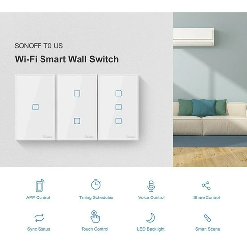 Interruptor Táctil Inteligente Wifi De 3 Pulsadores Sonoff