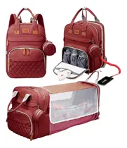 Comprar Mochila Maternal Con Cuna Cambiador, Estuche, Correas Y Usb