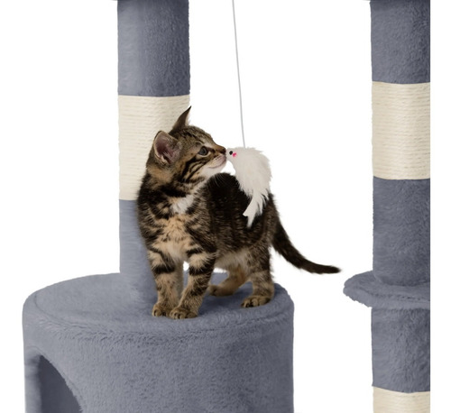 Imagen 3 de 9 de Rascador Casa De Gato Color Gris 140 Cm Mod Cat803de