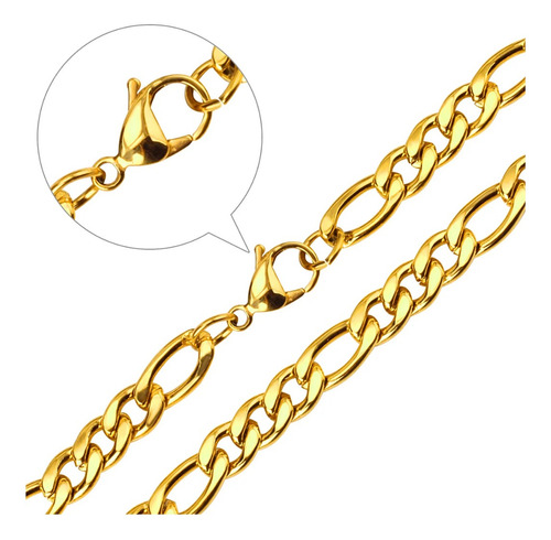 Cadena Unisex Eslabones Joya Acero Dorado - 6mm