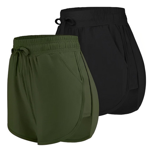 Short Deportivo Casuales Elásticos Con Cordón Para Mujer