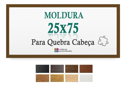 Moldura Marrom 25x75 Cm Quadro Quebra Cabeça 500 Peças Petg