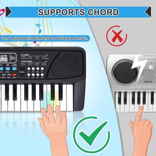 Teclado De Piano Mejorado Para Niños, 37 Teclas Con