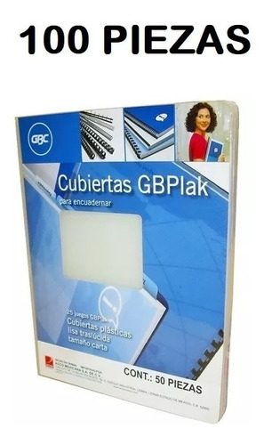 100 Cubiertas Gbplak Para Encuadernar T/carta Lisa Cristal !