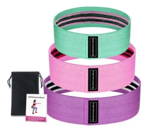 Pack Bandas Elásticas Resistencia Tela Glute Bands Set Banda Color Rosado