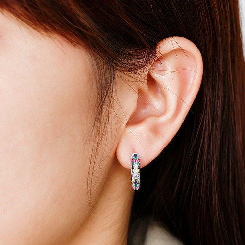 Aretes Arracadas Plata 925 Zirconia Brillant Cinco Color