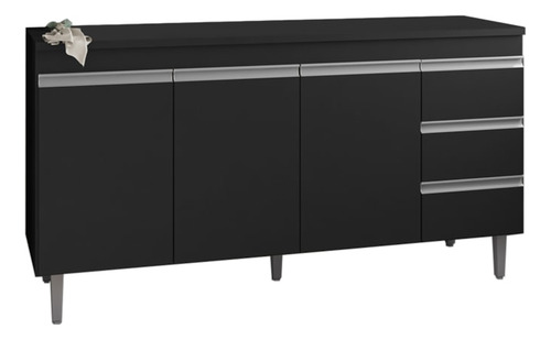 Balcao Para Pia 155 Cm 3 Portas Andreia Preto Reajl