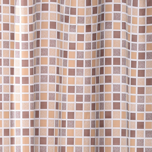 Combo De Baño Con Cortina De Ducha Protector Barral Ganchos Venecita Beige