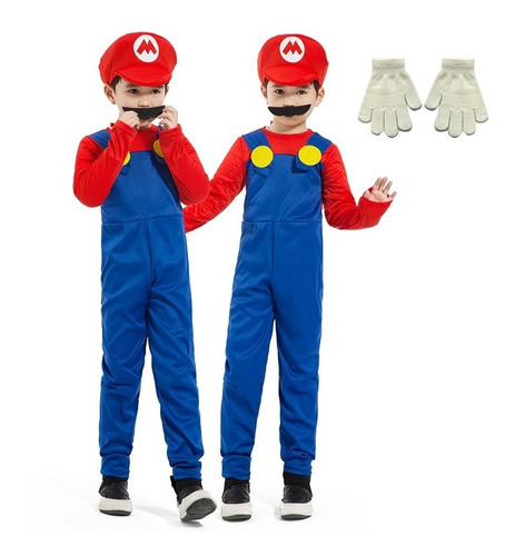 Ropa Infantil De Mario Brothers Cosplay Mario, Mono, Barba,