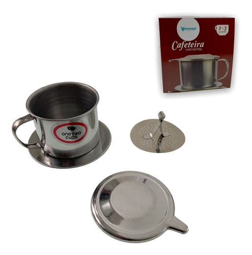 Kit 2 Cafeteira Vietnamita Aço Inox Filtro Reutilizável Café