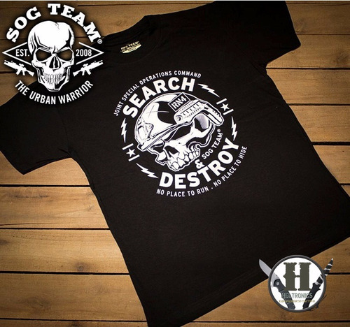 Remera Tactica Negra Search & Destroy Sog Todos Los Talles