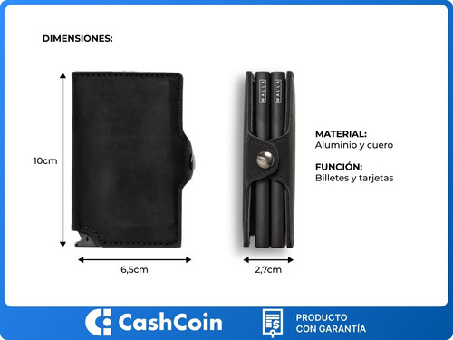 Imagen 6 de 10 de Billetera Walla Wallets Vintage Black Doble - Cuero - Rfid