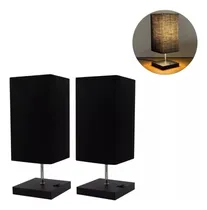 Comprar Kit 2 Abajur De Quarto Base Preto Quadrada Aluminio Quadrado Com Cupula Preto Soquete E27 Sala de estar, Quarto, Lateral De cama, Escrivaninha 110vu002F220v Tensao Bivolt