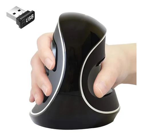 comprar Mouse Vertical Inalambrico Periférico Óptico Delux Color Negro