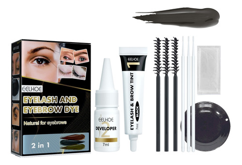 Kit De Tinte For Pestañas Y Cejas 2 En 1, Máscara De