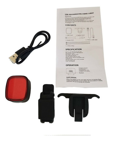 Sinalizador Traseiro Bike Pisca Light Eleven 50 lúmenes USB Cor Negro
