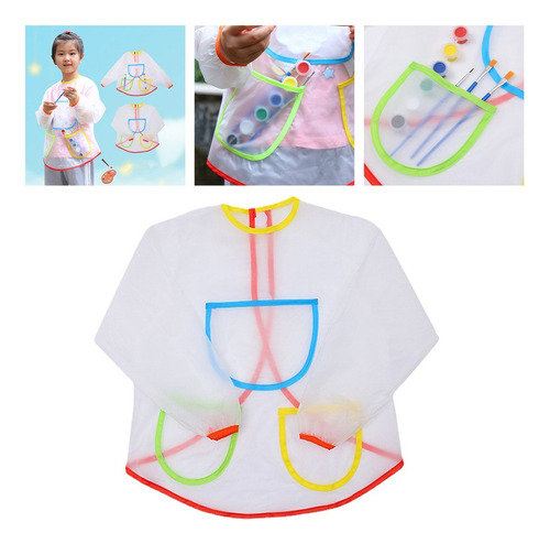 Aventais Infantis Para Pintura, Blusa De Manga Comprida Para
