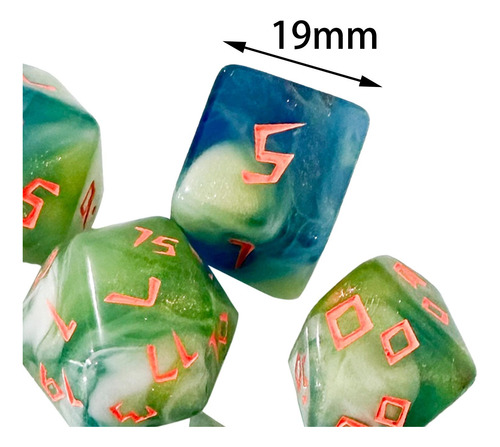 3 X 7 Dados Poliédricos Acrílicos Para Fiesta, Estilo D
