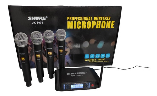  Shure Set De 4 Microfonos  Inlamabricos Baterias Recargable